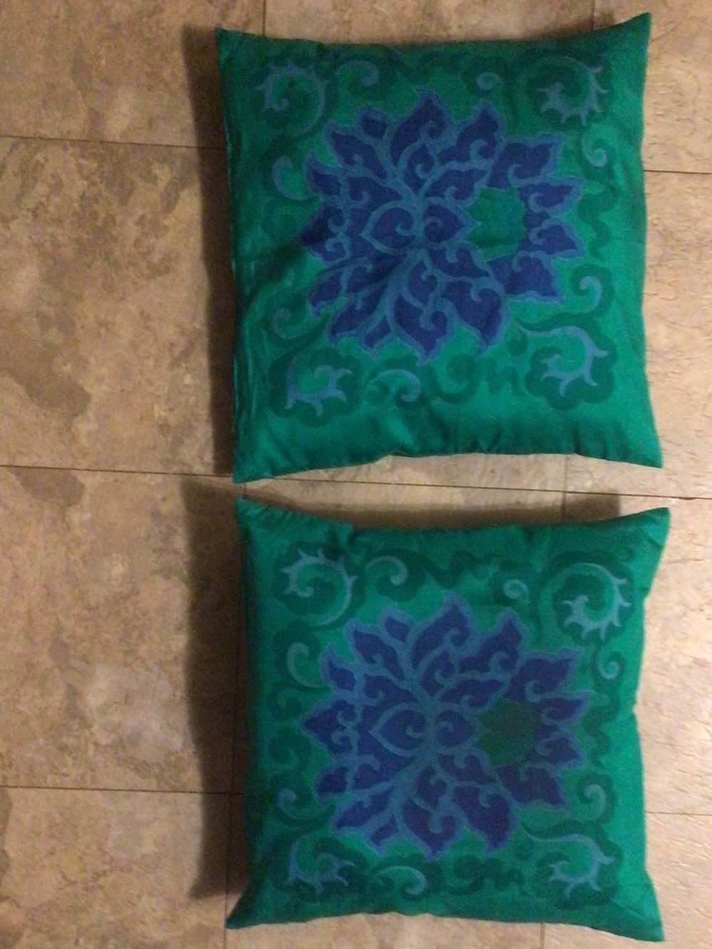 Authentic Jim Thompson silk Green & Blue Decorative Pillows 15” x 15”